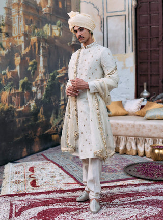 Ivory gajraj sherwani set