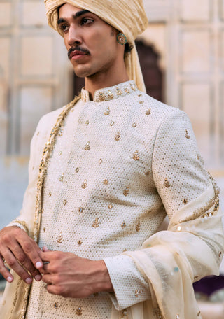 Ivory gajraj sherwani set