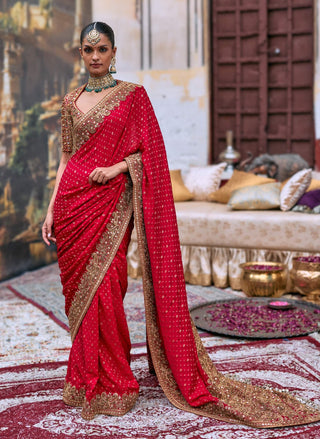 Red surangana sari and blouse