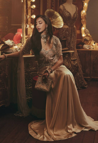 Irene ivory drape sari and blouse