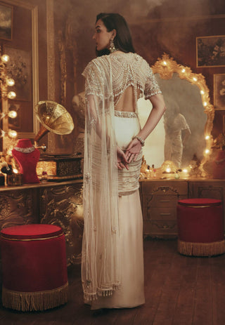 Irene ivory drape sari and blouse