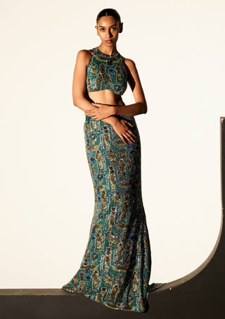 Cleopatra green skirt and blouse