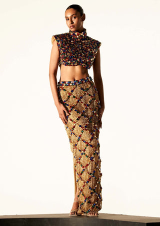 Sphinx chic multicolor skirt and blouse