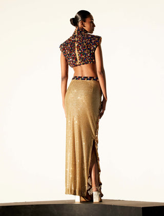 Sphinx Chic Multicolor Skirt And Blouse by Itrh, available on Indiaspopup.com