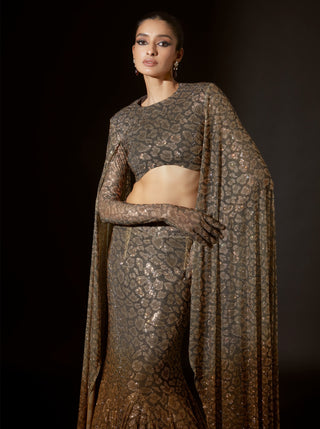 Ombre glam brown lehenga and blouse