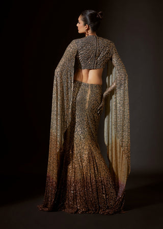 Ombre glam brown lehenga and blouse