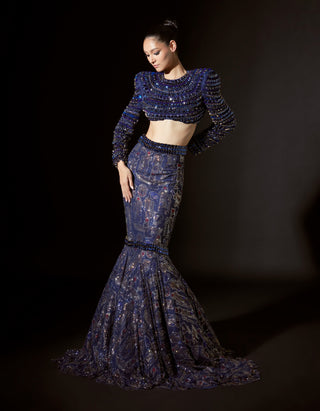 Akhenaten blue lehenga and blouse