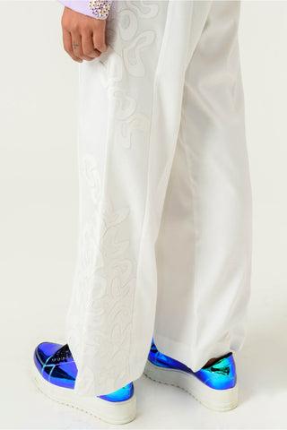 Siddhant Aggarwal-White Patched Wide Leg Trouser-INDIASPOPUP.COM