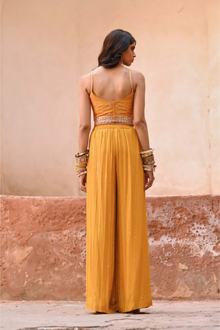 Chamee And Palak-Jade Mustard Palazzo Jacket Set-INDIASPOPUP.COM