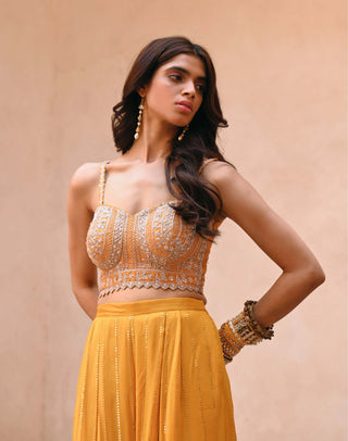 Chamee And Palak-Jade Mustard Palazzo Jacket Set-INDIASPOPUP.COM