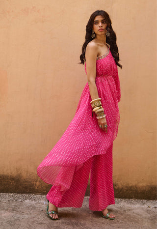 Chamee And Palak-Jaipur Pink One Shoulder Tunic And Pants-INDIASPOPUP.COM