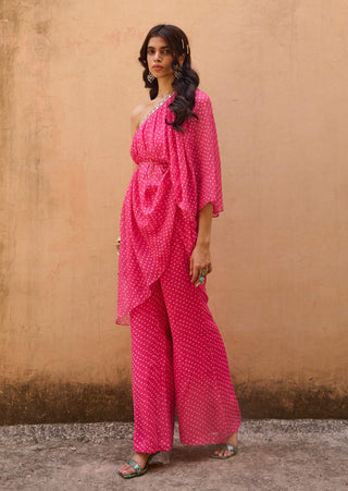 Chamee And Palak-Jaipur Pink One Shoulder Tunic And Pants-INDIASPOPUP.COM