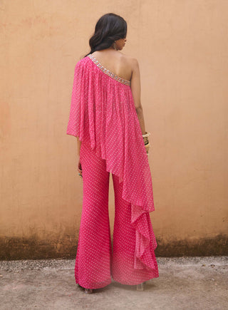 Chamee And Palak-Jaipur Pink One Shoulder Tunic And Pants-INDIASPOPUP.COM