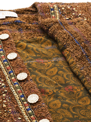 Brown solid full sleeved jacket