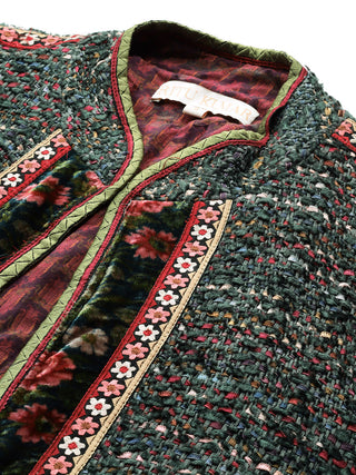 Teal solid full sleeve jacket