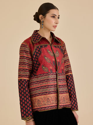 Black and burgundy tailored jacket