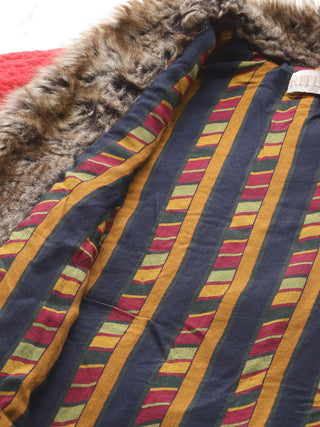 Red quilted full sleeve jacket