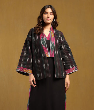 Black Ikkat Jacket by Ritu Kumar available on Indiaspopup