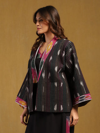 Black Ikkat Jacket by Ritu Kumar available on Indiaspopup