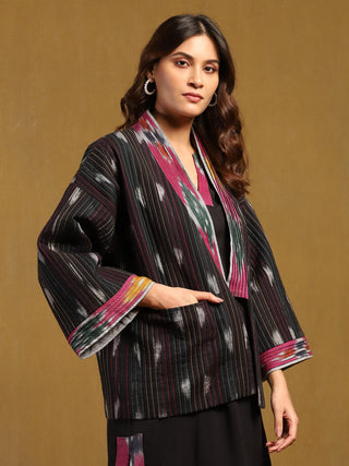 Black Ikkat Jacket by Ritu Kumar available on Indiaspopup