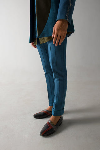 Jatin Malik-Teal Guitar Blazer And Kurta Set-INDIASPOPUP.COM