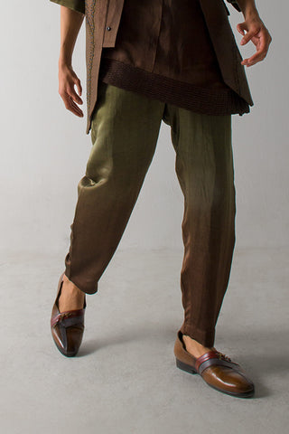Jatin Malik-Olive Brown Shacket And Trouser Set-INDIASPOPUP.COM