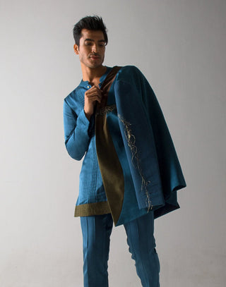 Jatin Malik-Teal Blue Guitar Blazer-INDIASPOPUP.COM