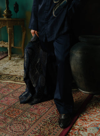 Midnight Blue Hand Painted Kurta Set
