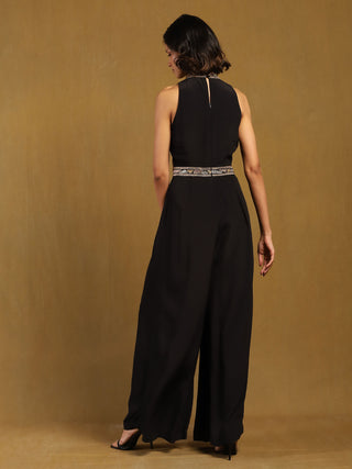 Black elec solid jumpsuit