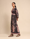 Black printed crepe jumpsuit