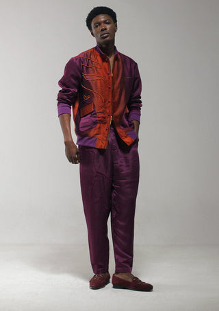 Jatin Malik-Orange Purple Ombre Jacket And Pant Set-INDIASPOPUP.COM