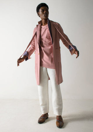 Jatin Malik-Blush Pink Overcoat And Trouser Set-INDIASPOPUP.COM