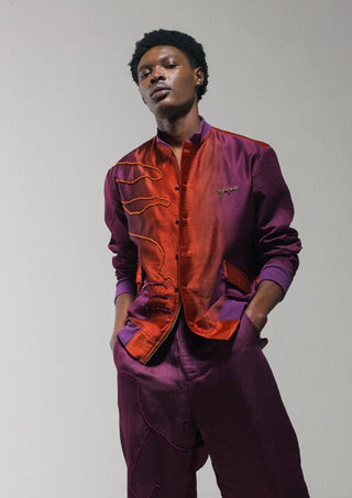 Jatin Malik-Orange Purple Ombre Jacket-INDIASPOPUP.COM