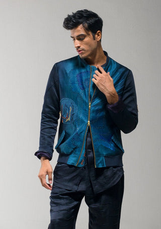 Jatin Malik-Midnight Blue Bomber Jacket-INDIASPOPUP.COM