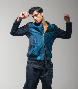 Jatin Malik-Midnight Blue Bomber Jacket-INDIASPOPUP.COM