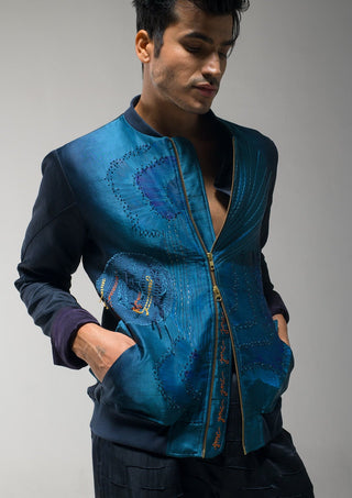 Jatin Malik-Midnight Blue Bomber Jacket-INDIASPOPUP.COM