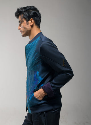 Jatin Malik-Midnight Blue Bomber Jacket-INDIASPOPUP.COM