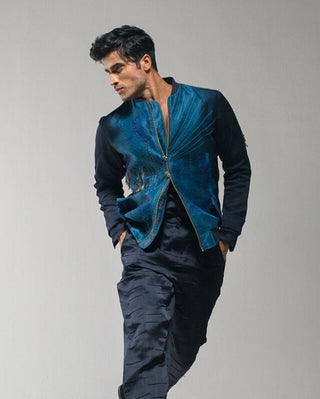 Jatin Malik-Midnight Blue Bomber Jacket-INDIASPOPUP.COM