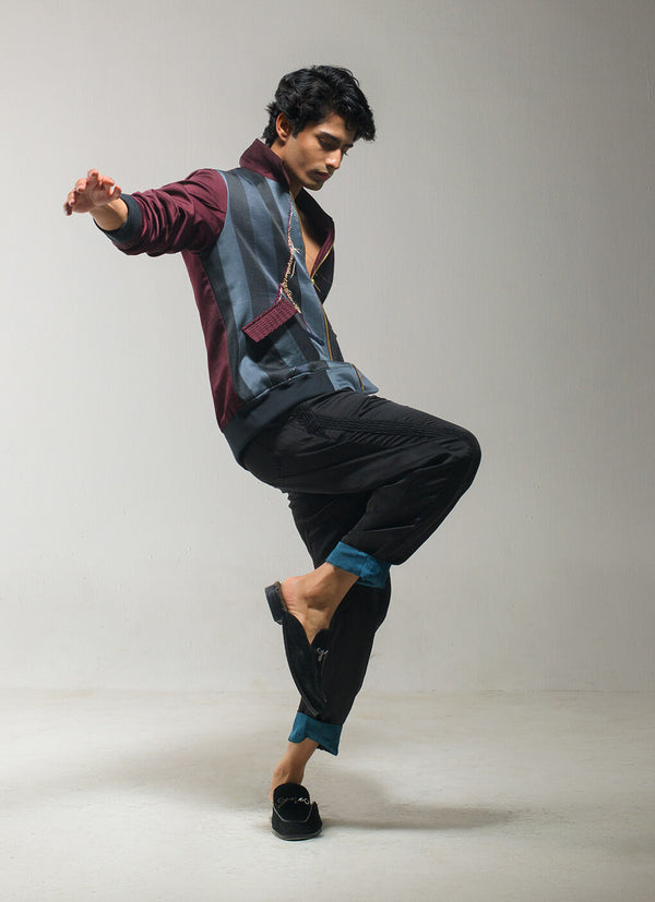 Black stripes bomber jacket and pants