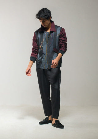 Jatin Malik-Black Stripes Bomber Jacket And Pants-INDIASPOPUP.COM