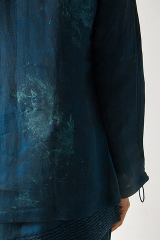 Jatin Malik-Peacock Green Marble Dye Jacket-INDIASPOPUP.COM