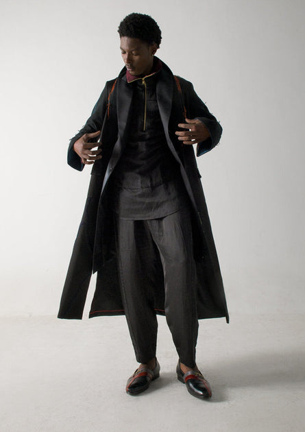 Black long overcoat