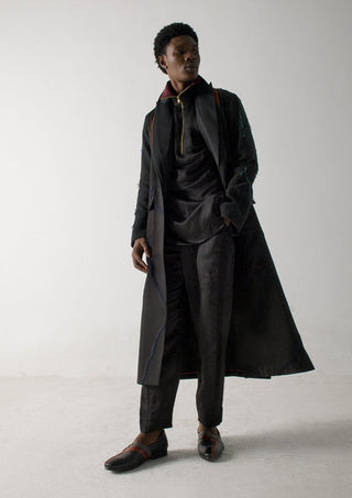 Jatin Malik-Black Long Overcoat-INDIASPOPUP.COM