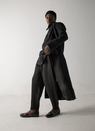 Jatin Malik-Black Long Overcoat-INDIASPOPUP.COM