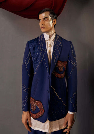 Jatin Malik-Dreamy Teal Blazer And Trouser Set-INDIASPOPUP.COM