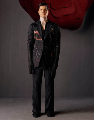 Jatin Malik-Black Poster Blazer And Trouser Set-INDIASPOPUP.COM