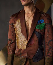 Olive brown blazer and trousers