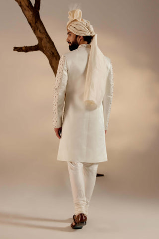 Jatin Malik-Albino White Sherwani Set-INDIASPOPUP.COM