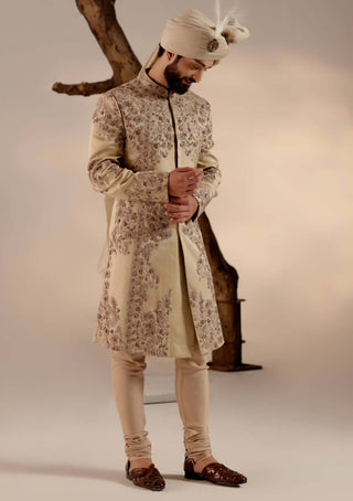 Jatin Malik-Sand Ridge Sherwani Set-INDIASPOPUP.COM