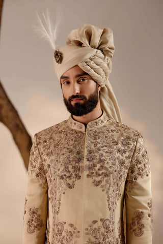 Jatin Malik-Sand Ridge Sherwani Set-INDIASPOPUP.COM